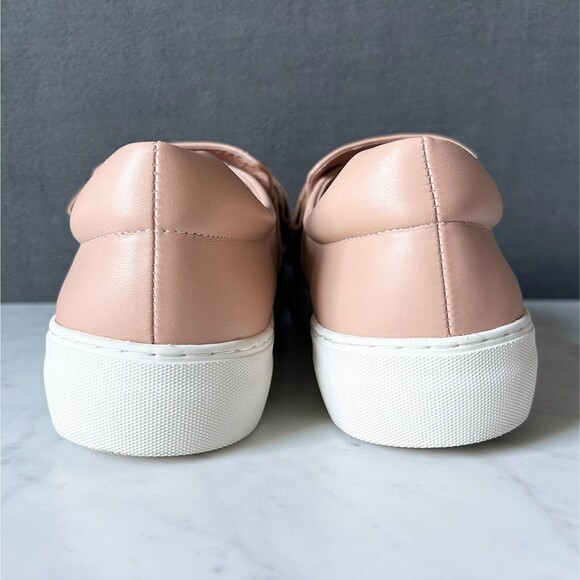 J Slides Blush Pink Leather Beauty Bow Sneakers Slip On Platform-Women's Size 9 - Picture 5 of 8